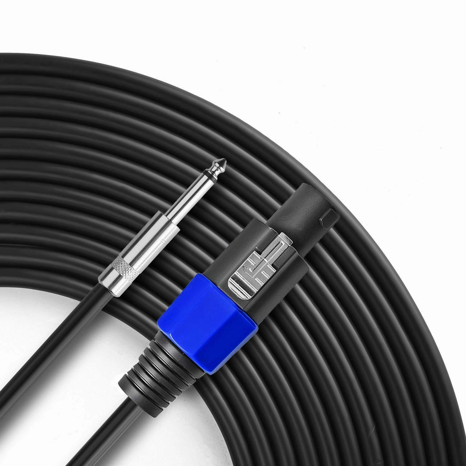 2Pack 50 ft Speakon to 1/4" Male Speaker Cables, Professional 12 Gauge AWG Wire Audio Amplifier Connection Cord, DJ/PA Speaker Cable Wire with Twist Lock.