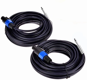 2Pack 50 ft Speakon to 1/4" Male Speaker Cables, Professional 12 Gauge AWG Wire Audio Amplifier Connection Cord, DJ/PA Speaker Cable Wire with Twist Lock. speaker cable,audio wire,hi-fi speaker cord,