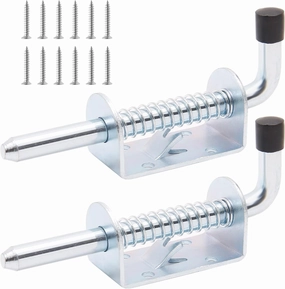 2pcs 5 Inch Spring Loaded Gate Latch Pin, Heavy Duty Barrel Bolt Spring Latch, Steel Door Lock Latch for Cabinet, Shed, Trailer, Equipment (Chrome) equipment cabinet,AV gear cabinet,component enclosure,