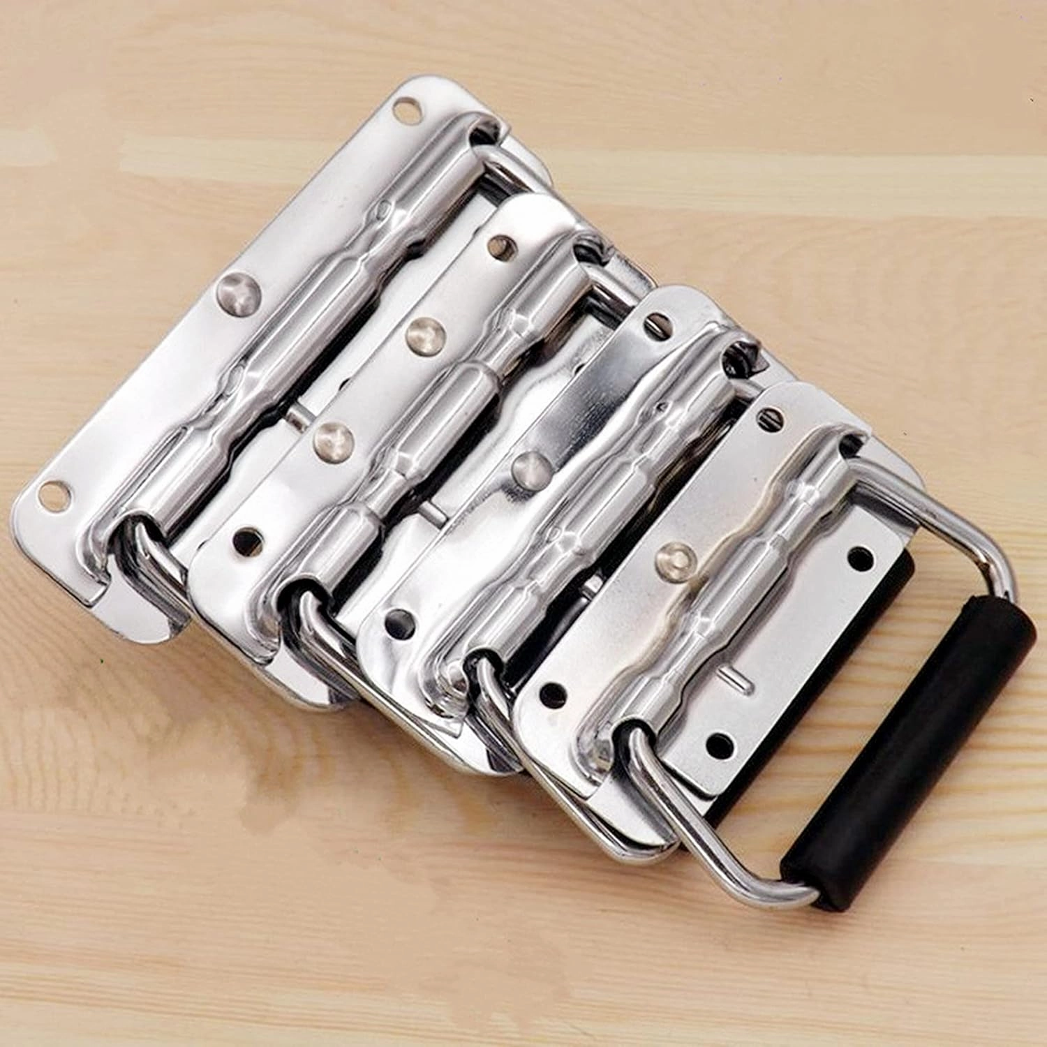 2Pcs Stainless Steel Folding Spring Handle for Toolbox Suitcases Equipment Cabinet Pull Drawer Knobs Hardware Accessories,Free Screws (2Pack, Size :122mm)