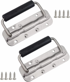 2Pcs Stainless Steel Folding Spring Handle for Toolbox Suitcases Equipment Cabinet Pull Drawer Knobs Hardware Accessories,Free Screws (2Pack, Size :122mm) equipment cabinet,AV gear cabinet,component enclosure,