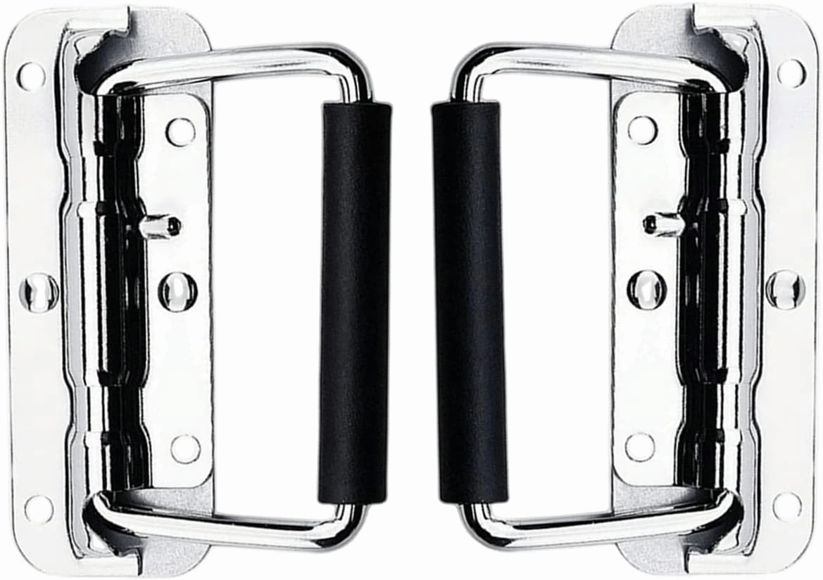 2Pcs Stainless Steel Folding Spring Handle for Toolbox Suitcases Equipment Cabinet Pull Drawer Knobs Hardware Accessories,Free Screws (2Pack, Size :122mm)