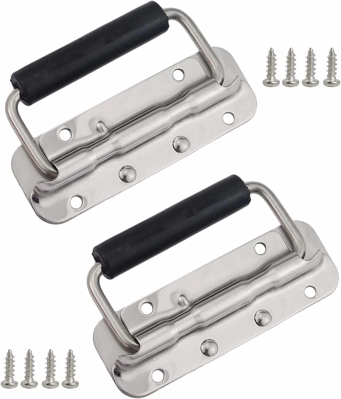 2Pcs Stainless Steel Folding Spring Handle for Toolbox Suitcases Equipment Cabinet Pull Drawer Knobs Hardware Accessories,Free Screws (2Pack, Size :122mm) equipment cabinet,AV gear cabinet,component enclosure,