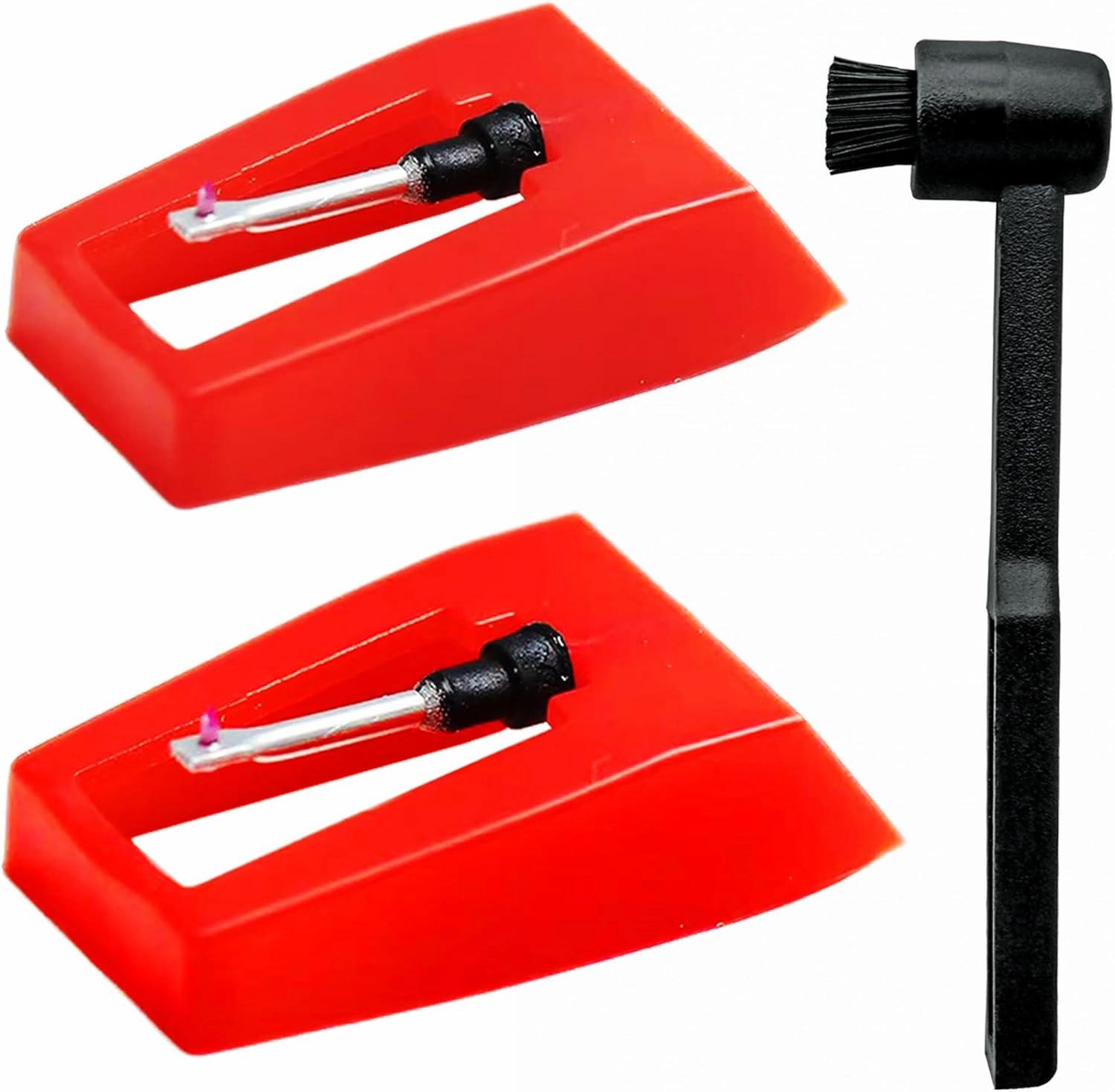 2pcs Turntable Record Player Needles with Stylus Cleaning Brush, Record Replacement Stylus for Crosley, Victrola, 1byone, Jenson, Boytone, And More Vinyl Turntables record cleaning kit,vinyl cleaner,stylus brush set,