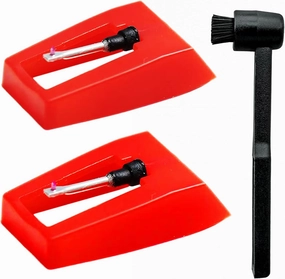 2pcs Turntable Record Player Needles with Stylus Cleaning Brush, Record Replacement Stylus for Crosley, Victrola, 1byone, Jenson, Boytone, And More Vinyl Turntables record cleaning kit,vinyl cleaner,stylus brush set,