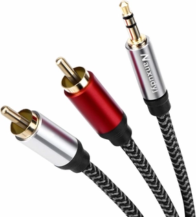 2RCA to 3.5mm Cable 40ft,Nylon-Braided 3.5mm AUX Cord to 2RCA Audio Cable for Stereo Receiver Speaker Smartphone Tablet HDTV MP3 Player & More Stereo Cable Audiophiles Headphone 2RCA Cable audiophile headphones,high-end headphones,studio over-ear,