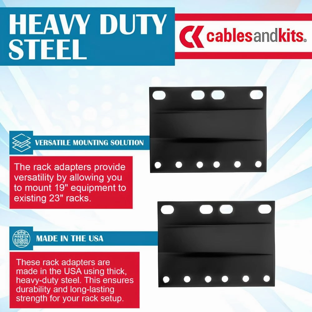 2RU Rack Adapter (2U), Included Rack Screws - Durable 12 AWG Steel Construction and Converts 23" Rack to 19" Spacing, Rack Mount Adapter for Computers, Servers or Network Equipment