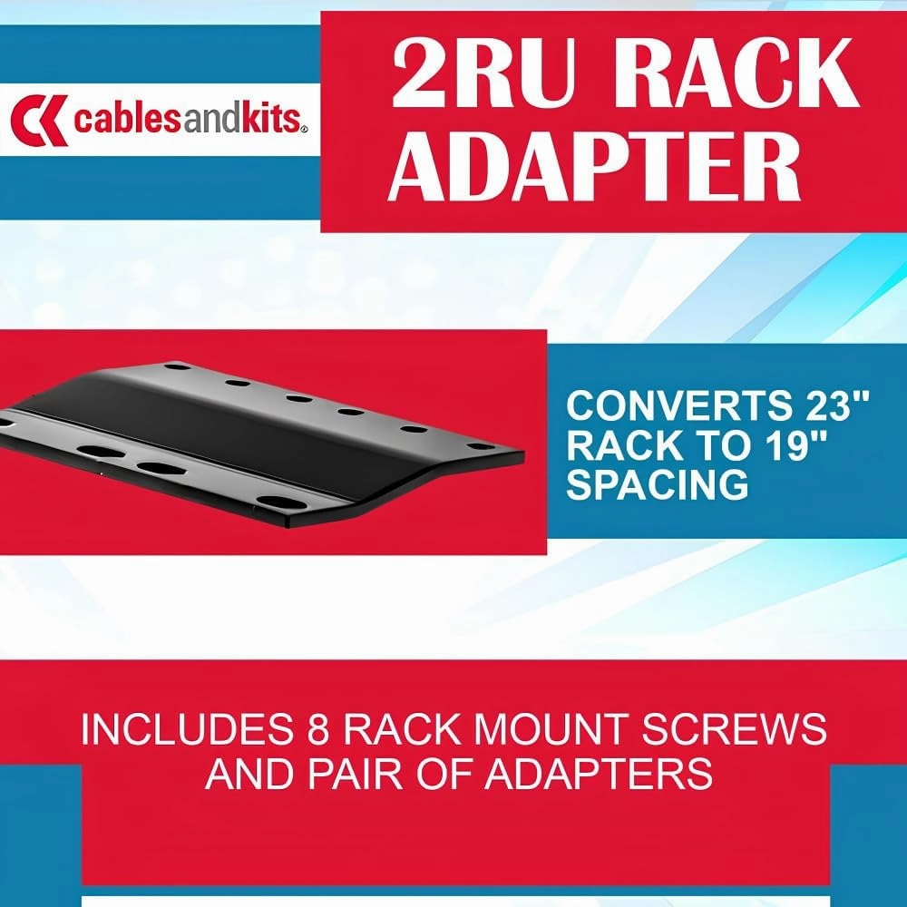 2RU Rack Adapter (2U), Included Rack Screws - Durable 12 AWG Steel Construction and Converts 23" Rack to 19" Spacing, Rack Mount Adapter for Computers, Servers or Network Equipment