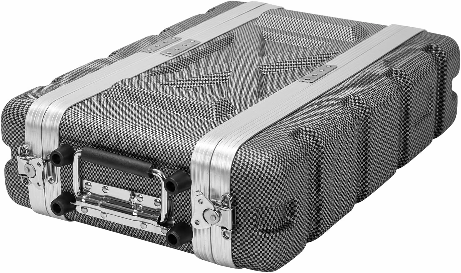 2U ABS Rack Case Shallow 8" Depth, 19" Rackmount Flight Road Travel Case, Waterproof Protective Hard Case with Customized Foam, Wireless Mic System Storage/Amp/Effect/DJ Mixer