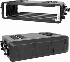 2U Rack Case Shallow 12" Depth, 19" Rackmount Flight Road Travel Case, Waterproof Protective Hard Case with Customized Foam, Wireless Mic System Storage/Amp/Effect/DJ Mixer audio rack,hi-fi component stand,media shelf,
