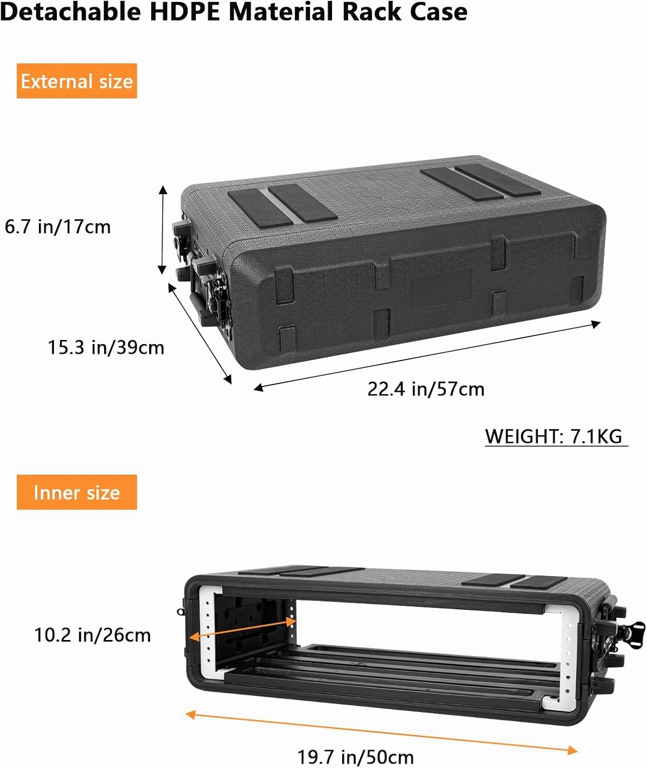 2U Rack Case Shallow 12" Depth, 19" Rackmount Flight Road Travel Case, Waterproof Protective Hard Case with Customized Foam, Wireless Mic System Storage/Amp/Effect/DJ Mixer