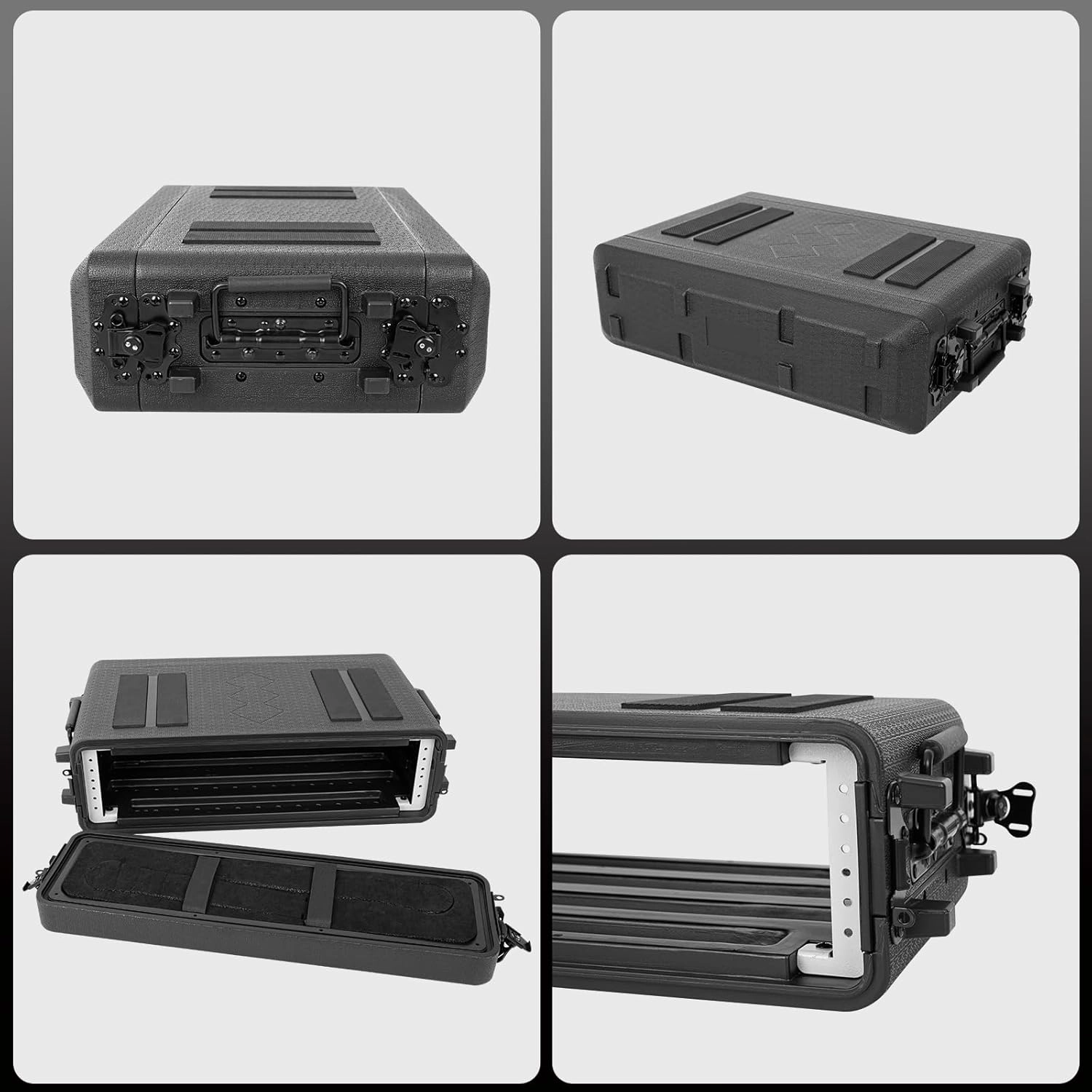2U Rack Case Shallow 12" Depth, 19" Rackmount Flight Road Travel Case, Waterproof Protective Hard Case with Customized Foam, Wireless Mic System Storage/Amp/Effect/DJ Mixer