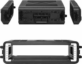 2U Rack Case Shallow 17" Depth, 19" Rackmount Flight Cases Easy Installation Portable Carry Watertight Dust Proof 2 Space Shockproof Mount Racks with Microphone Compartments Space Saving rackmount gear,audio rack equipment,studio rackmounts,