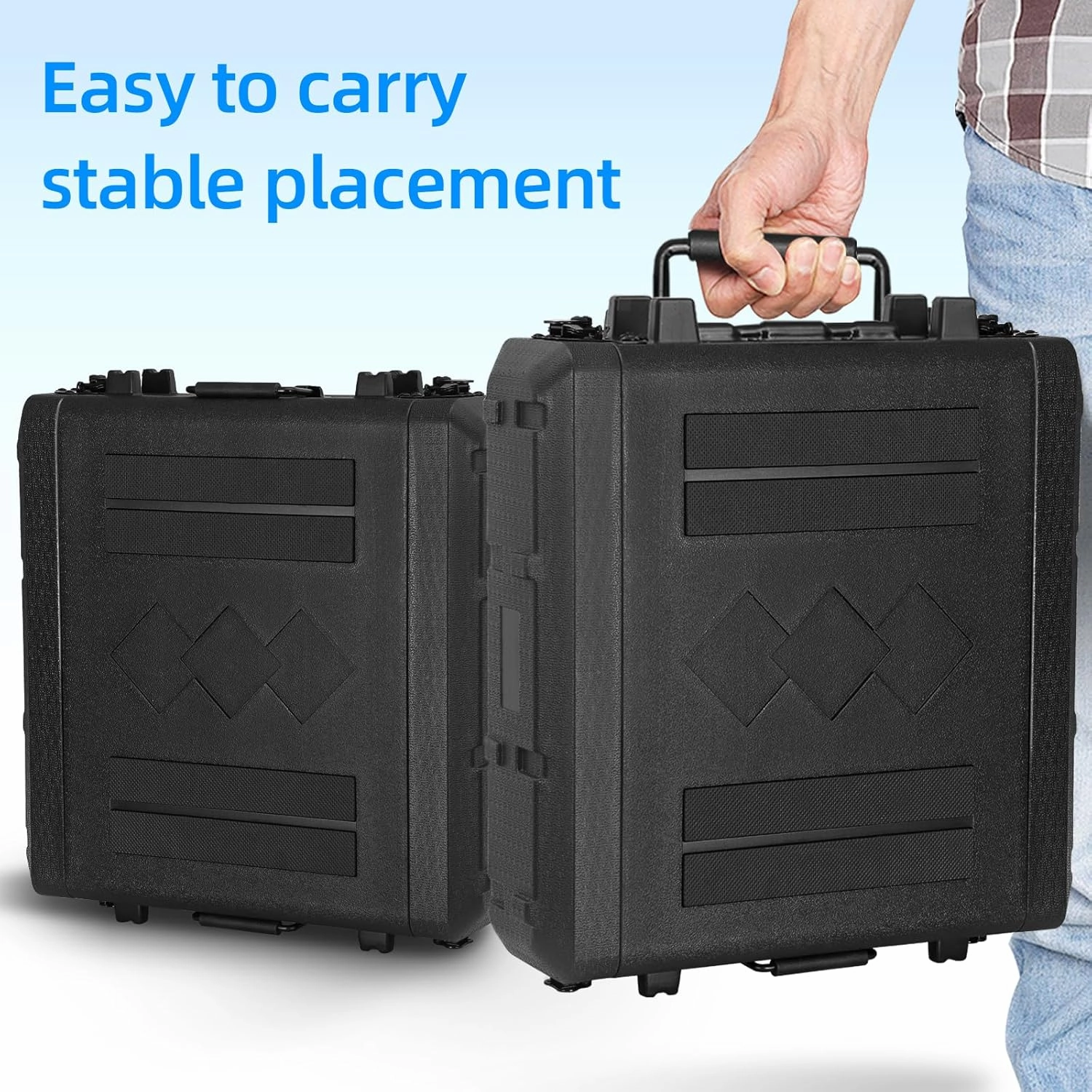 2U Rack Case Shallow 17" Depth, 19" Rackmount Flight Cases Easy Installation Portable Carry Watertight Dust Proof 2 Space Shockproof Mount Racks with Microphone Compartments Space Saving