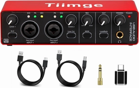 2x2 USB Audio Interface for PC, with 48V Phantom Power, 24Bit/192kHz High-Fidelity, Mic Preamplifier XLR/TSR/TS Ports, Compatible for Guitarist, Vocalist, Podcaster or Producer audio interface,USB interface,music recording input,