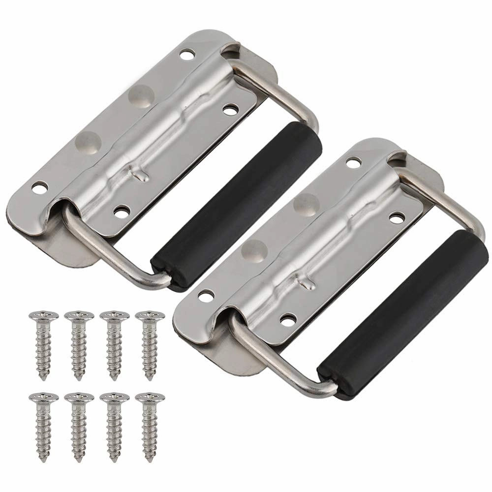 304 Stainless Steel Handle Spring Loaded Case Folding Handle 2 Pcs 100mm 122mm 140mm for Electric Cabinet Equipment Box Air Box and So On (140mm) equipment cabinet,AV gear cabinet,component enclosure,