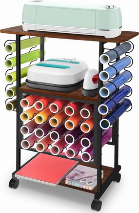 30 Vinyl Roll Holders for Cricut Cart, Organization and Storage Compatible with Cricut Maker Machine, Crafting Table Organization Workstation for Craft Room, 3 Tier Rolling Craft Cart, Vintage vinyl accessories,turntable parts,record player tools,