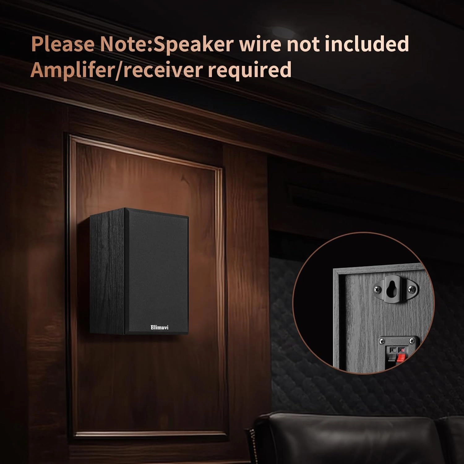 30W*2 Passive Bookshelf Speakers for Record Players and Home Theater Systems, Midrange and High-Frequency Stereo Speakers, Indoor Rear Surround Speakers, Requires a Receiver or Amplifier,Black