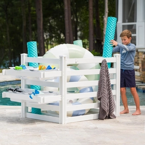 3.1ft H x 5.3ft W x 3ft L (1 Unit) Freestanding Zippity Pool Float Storage Organizer, Vinyl Pool Equipment Enclosure for Outdoor Toy Storage, Outdoor Storage Box & Pool Deck Caddy w/ Dividers, ZP19061 vinyl storage,record holder,LP organizer,