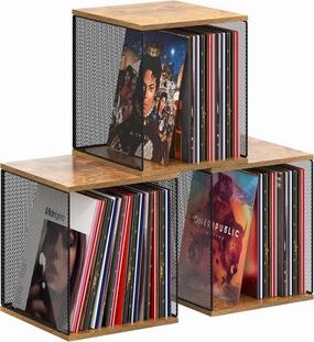 3 Cube Vinyl Record Storage DIY Stackable 120-150 Records Visualize Album Storage Record Storage Crate vinyl storage,record holder,LP organizer,