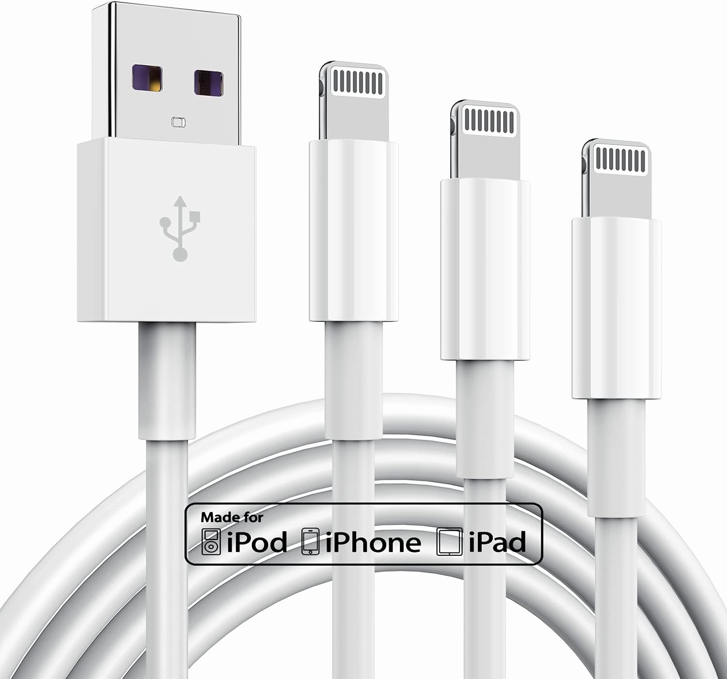 3 Pack Apple MFi Certified Charger Cable 6ft, Lightning to USB Cable Cord 6 Foot, 2.4A Fast Charging,Apple Phone Long Chargers for iPhone 13/12/11/11Pro/11Max/ X/XS/XR/XS Max/8/7/6 power cord,hi-fi power cable,AC power lead,