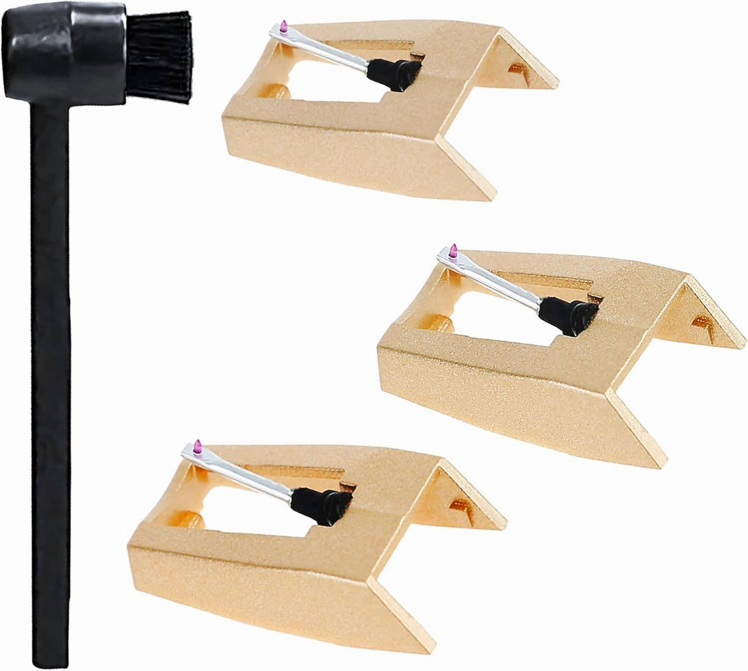 3 Pack Diamond Record Player Needle Replacement, Vinyl Turntable Record Needles with Stylus Cleaning Brush Kit for Victrola Crosley ION Jenson Boytone York Yorx LP Phonograph record cleaning kit,vinyl cleaner,stylus brush set,