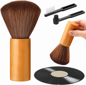 3 Pcs Vinyl Record Cleaning Brush Wooden Anti Static Dust Record Vinyl Cleaner Kit Player Accessories Gift for Music Lovers(Light Brown) record cleaning kit,vinyl cleaner,stylus brush set,