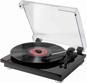 3-Speed Bluetooth Vinyl Record Player with Built-in Stereo Speakers, RCA Output, 7/10/12" Support (Black with Stylus) balanced output player,audiophile player,hi-res digital player,