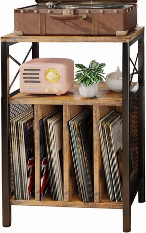 3-Tier Record Player Stand, Vinyl Record Storage Turntables for Vinyl Records, Record Player Table Holds Up to 200 Albums, Mid-Century Turntable Stand for Living Room, Bedroom, Office vinyl storage,record holder,LP organizer,