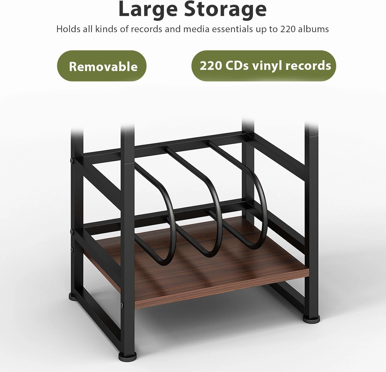 3-Tier Vinyl Record Player Stand, End Table for Album Storage, 28" H Record Player Stand with Storage Up to 120 Albums, Side Table for Living Room Bedroom