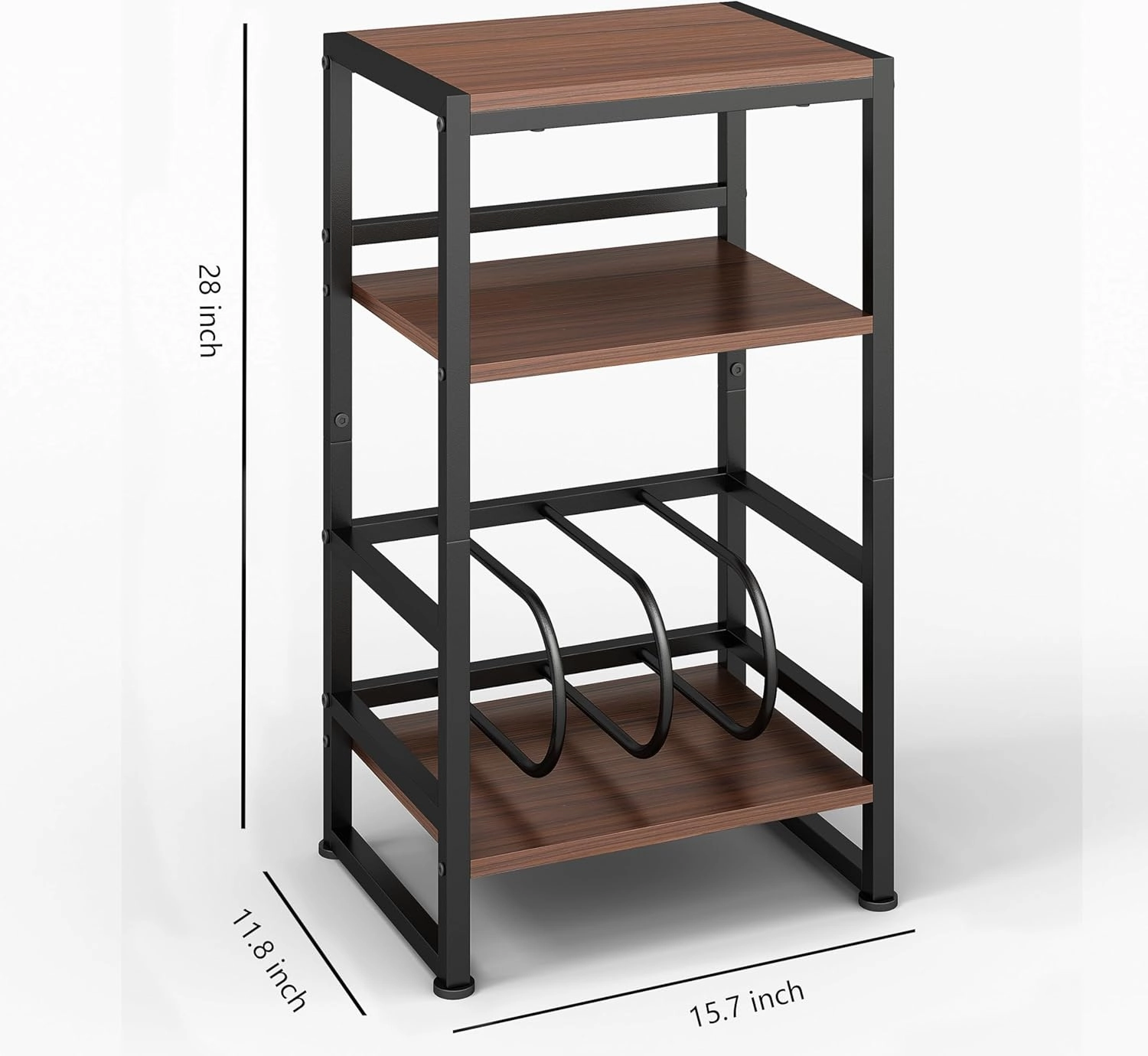 3-Tier Vinyl Record Player Stand, End Table for Album Storage, 28" H Record Player Stand with Storage Up to 120 Albums, Side Table for Living Room Bedroom