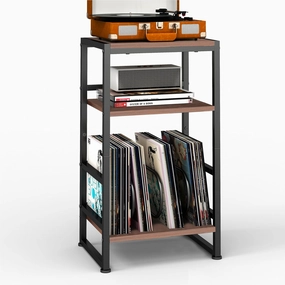 3-Tier Vinyl Record Player Stand, End Table for Album Storage, 28" H Record Player Stand with Storage Up to 120 Albums, Side Table for Living Room Bedroom vinyl accessories,turntable parts,record player tools,