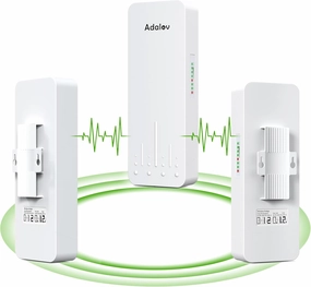 3PCS Gigabit Wireless Bridge Kit, 3KM 5.8G Point to 2 Point Outdoor CPE, CPE662 Long Range WiFi Bridges for PtP/PtMP with High Gain Antenna and PoE Adapter,1000/100Mbps RJ45 Ethernet Port wireless audio bridge,Bluetooth transmitter,WiFi audio link,