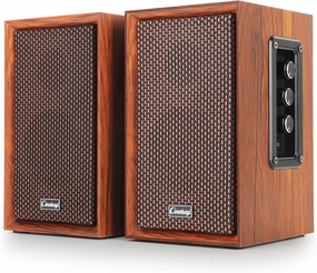 40W Computer Speakers,2.0 AC Powered Wooden PC Speakers with Strong Bass,7.28" X 2 AC Powered USB/Bluetooth Bookshelf Speakers with USB Input for DSP PC Speaker, Wooden Speaker for Laptop (C5201-US) bookshelf speakers,compact stereo speakers,hi-fi she