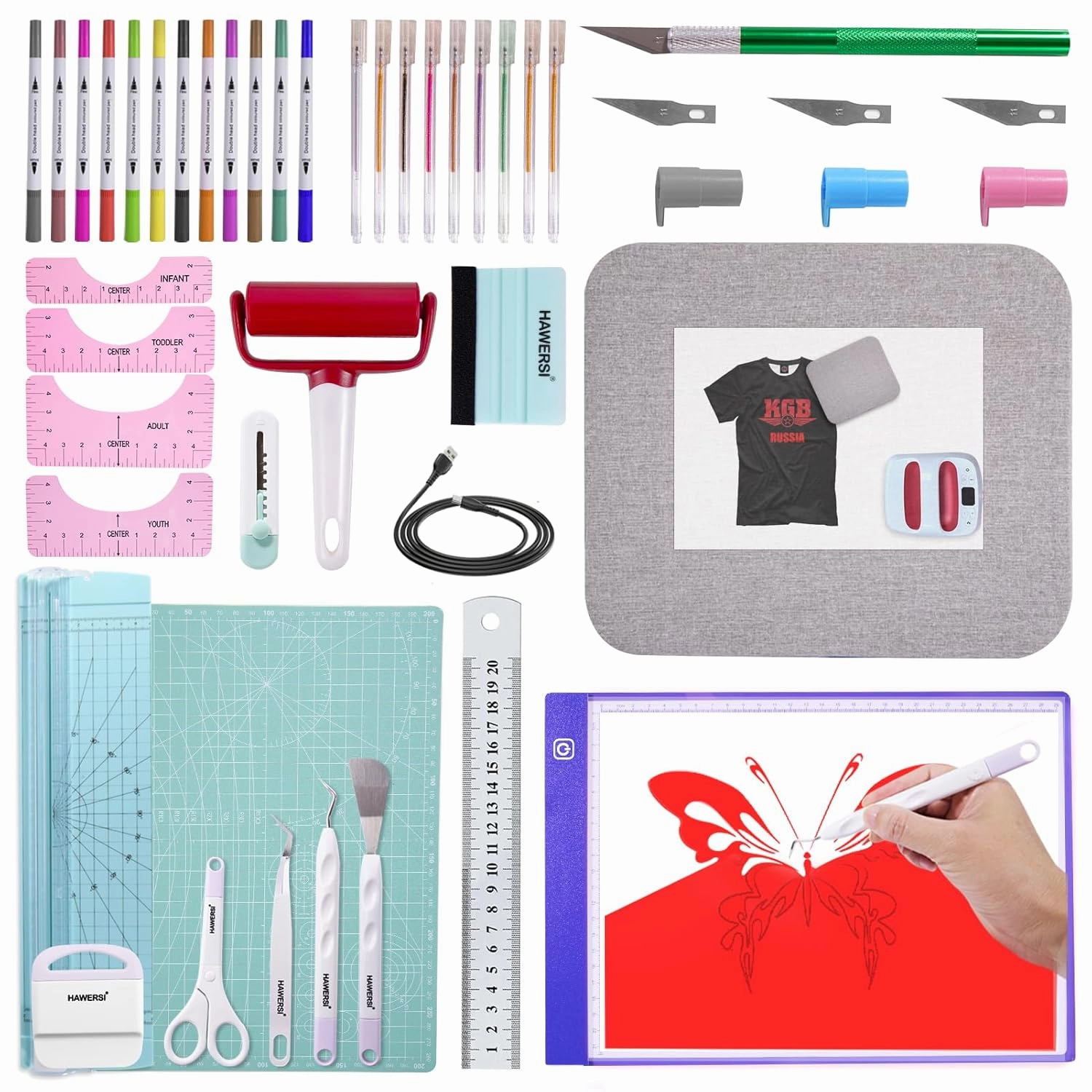 41Pcs Ultimate Tool Set for Cricut,Cutting Machine Accessories Bundle,Weeding Tool for Vinyl, LED Light Pad,T-Shirt Ruler,12'' Paper Cutter,Heat Press Mat,Cutting Mat, Starter Kit for Craft Projects vinyl accessories,turntable parts,record player tools,
