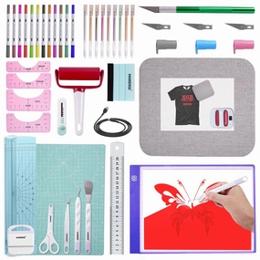 41Pcs Ultimate Tool Set for Cricut,Cutting Machine Accessories Bundle,Weeding Tool for Vinyl, LED Light Pad,T-Shirt Ruler,12'' Paper Cutter,Heat Press Mat,Cutting Mat, Starter Kit for Craft Projects vinyl accessories,turntable parts,record player tools,