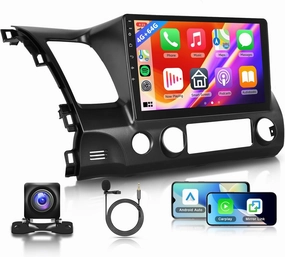 4 64G Radio for Honda Civic 2006 2007 2008 2009 2010 2011 Car Stereo, Wireless CarPlay Android Auto 10.1 Inch IPS Touch Screen Android 13 GPS WiFi Bluetooth DSP Audio HD Backup Camera audio interface,USB interface,music recording input,