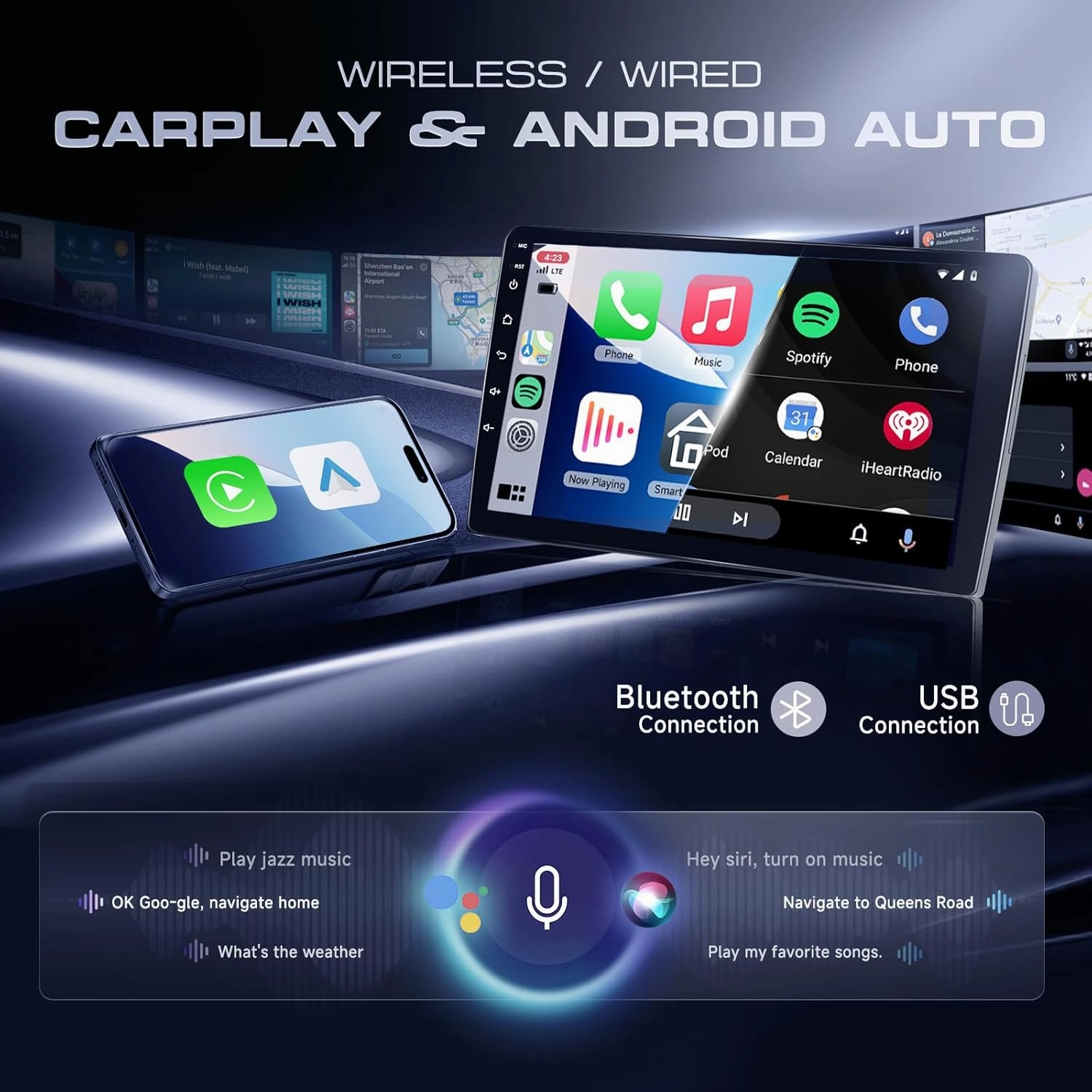 4 64G Radio for Honda Civic 2006 2007 2008 2009 2010 2011 Car Stereo, Wireless CarPlay Android Auto 10.1 Inch IPS Touch Screen Android 13 GPS WiFi Bluetooth DSP Audio HD Backup Camera