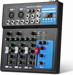 4 Channel Audio Interface USB Audio Mixer Sound Board Mixing Console Built In Bluetooth MP3 Computer Input  48V Phantom Power Mixer Audio For Karaoke Dj Stage Streaming Studio mixer console,audio mixing desk,DJ console,