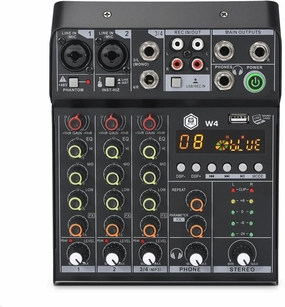 4 Channel Mixer with MP3 Player and 16 DSP Effects, Bluetooth and Recording Support, 48V Phantom Power and AUX Output Function Suitable for Studio and Live Performance balanced output player,audiophile player,hi-res digital player,