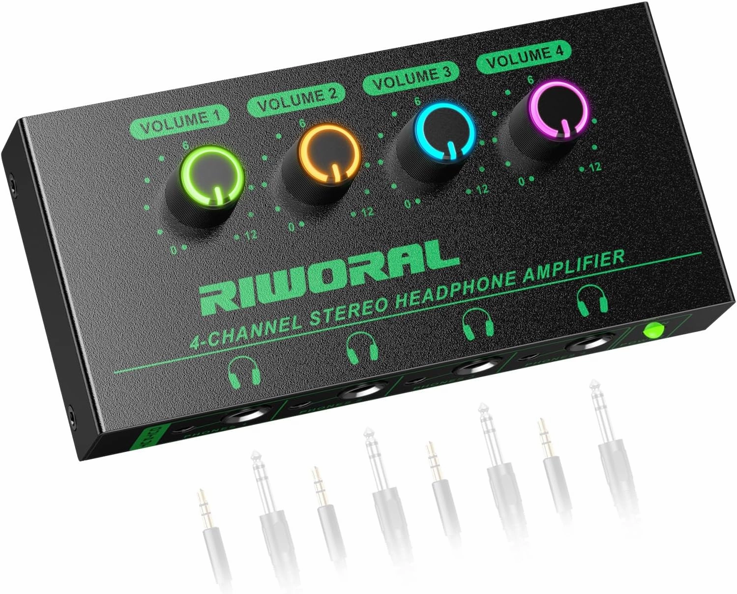 4 Channels Headphone Amplifier with 3.5mm/6.35mm/ TRS Jack Input for Dj Mixer Amps Splitter with 8 Output Ports Separate Volume Control Output for Speaker Or Monitor Headphone headphone amplifier,portable amp,desktop headphone amp,
