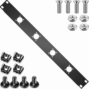 4-hole 1U Audio Rack Panel 4D Series XLR Patch Panel Punched Metal HDMI Mount Connectors Recording Studio Rack Accessories for 19 Inch Enclosure Server Computer Equipment Studio music server,hi-fi media server,digital audio storage,