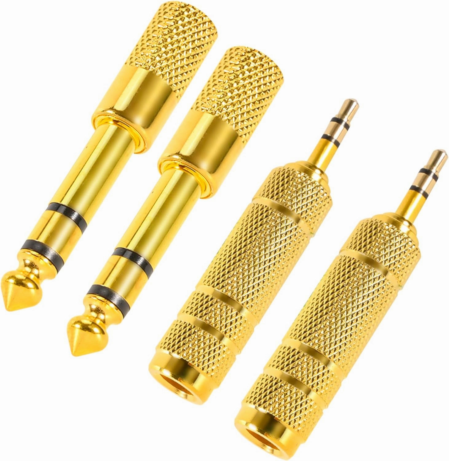 4 Pack Headphone Jack Adapter - 3.5mm (1/8 inch) Male to 6.35mm (1/4 inch) Female and 6.35mm (1/4) to 3.5mm (1/8) Audio Adapter for Player, Headphone, Guitar Amplifier headphone amplifier,portable amp,desktop headphone amp,