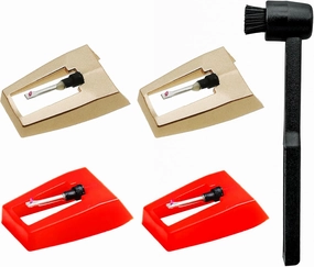 4 Pack Record Player Needles with Stylus Cleaning Brush, Turntable Record Player Needle Replacement for Crosley, Victrola, 1byone, Jensen, and more Vinyl Records record cleaning kit,vinyl cleaner,stylus brush set,