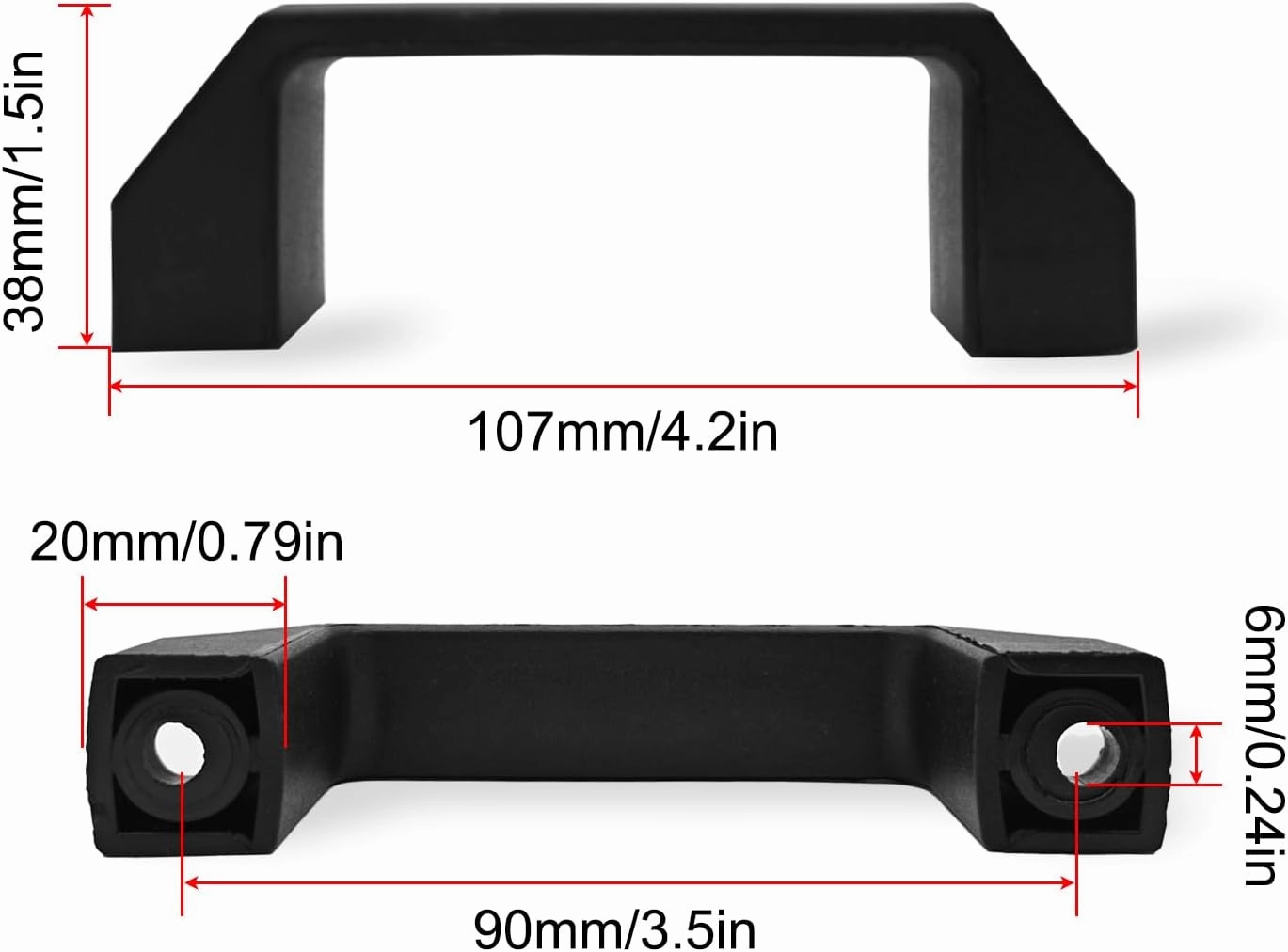 4 Pcs Square Black Plastic Pull Handles 90mm Hole Centers Square Handles, Suitable for Luggage Mechanical Equipment Cabinet Handles