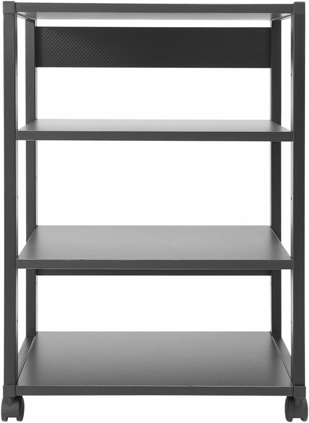 4-Tier AV Media Stand Audio Rack Tower with 4 Lockable Universal Wheels Movable Audio Media Stand with Top Corner Shelf for Record Player, Stereo Components, DVD Players (19.7*15.7*27.4in) audio rack,hi-fi component stand,media shelf,