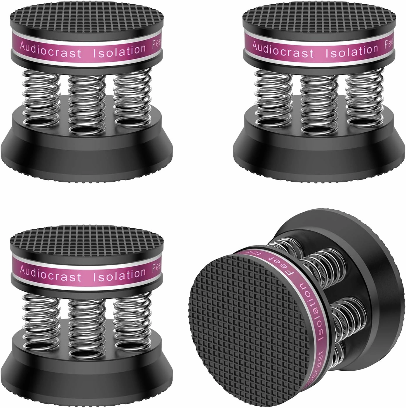 4px Spring Speaker Spike Pads, Isolation Stand Feet, Aluminum Non-Slip Speaker Floor Protectors, Sound Dampening Anti Vibration Speaker Base Pad for HiFi Amplifier/DAC/Turntable/Player