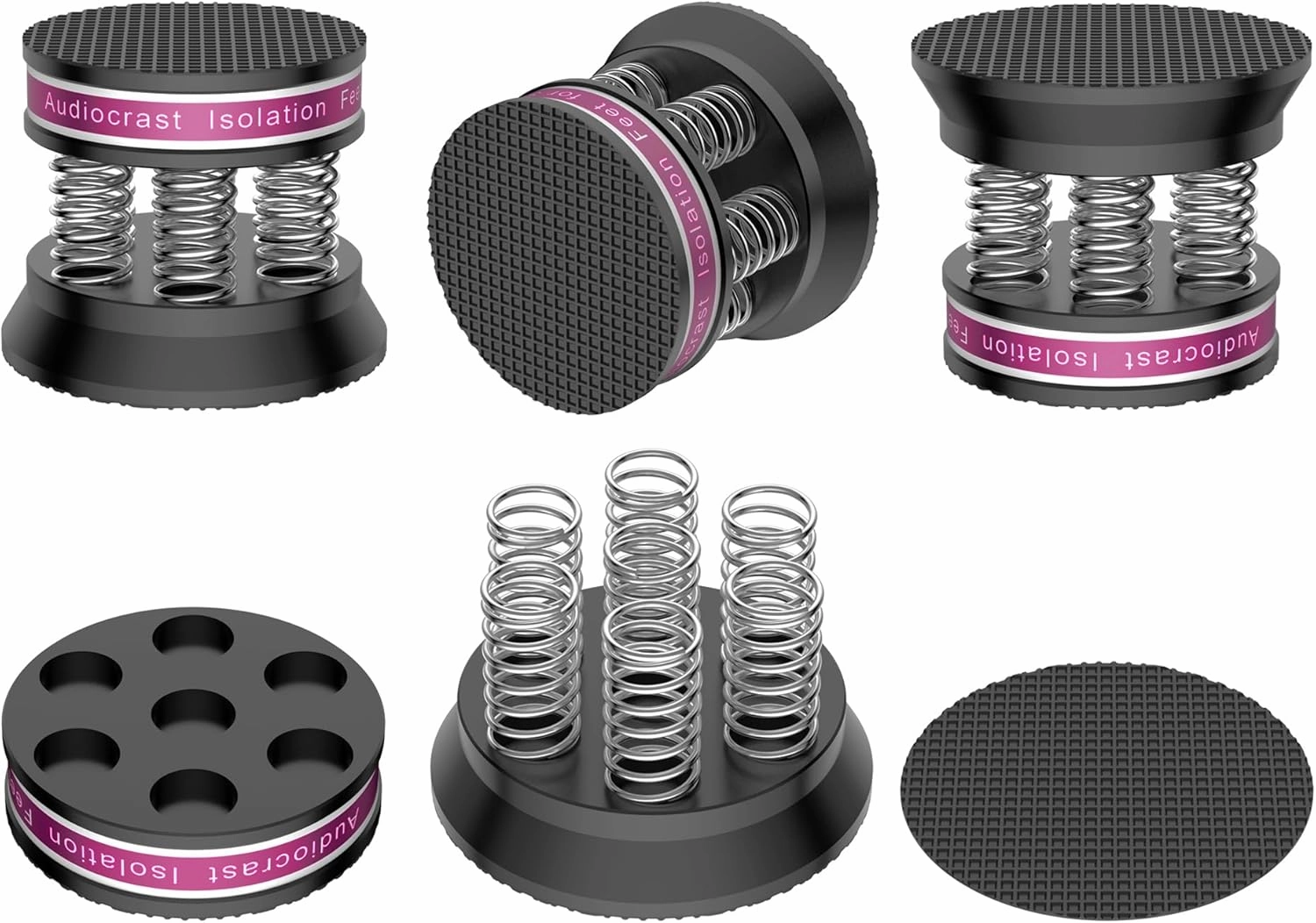 4px Spring Speaker Spike Pads, Isolation Stand Feet, Aluminum Non-Slip Speaker Floor Protectors, Sound Dampening Anti Vibration Speaker Base Pad for HiFi Amplifier/DAC/Turntable/Player isolation pads,speaker feet,vibration dampeners,