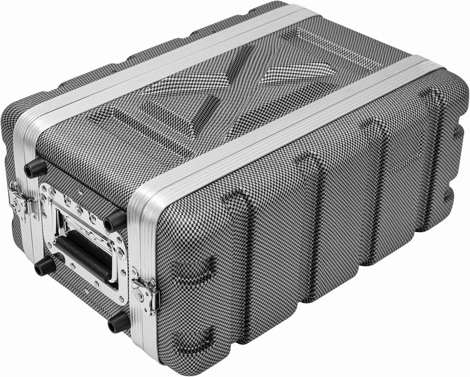 4U ABS Rack Case Shallow 8" Depth, 19" Rackmount Flight Road Travel Case, Waterproof Protective Hard Case with Customized Foam, Wireless Mic System Storage/Amp/Effect/DJ Mixer