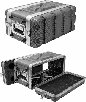 4U ABS Rack Case Shallow 8" Depth, 19" Rackmount Flight Road Travel Case, Waterproof Protective Hard Case with Customized Foam, Wireless Mic System Storage/Amp/Effect/DJ Mixer rackmount gear,audio rack equipment,studio rackmounts,